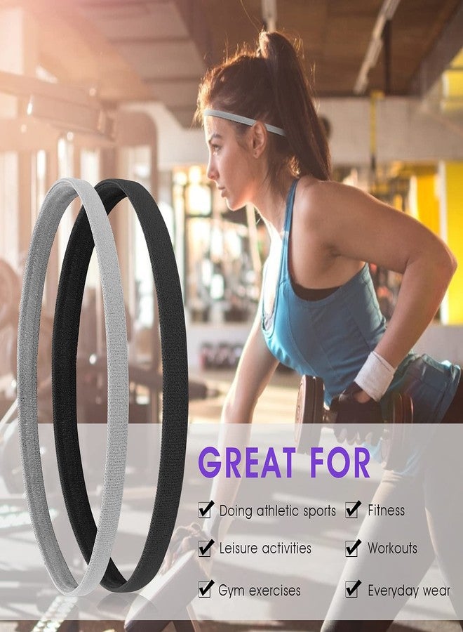 Sibba 4 Pieces Athletic Sports Headband Elastic Thin Hair Bands Non Slip Silicone Grip Skinny Yoga Exercise Soccer Sweatband Headwear for Boys Men Girls Women - Image 2